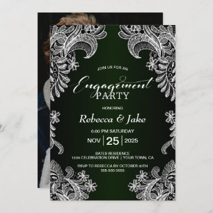 Invitation Parti d'engagement vert de White Lace