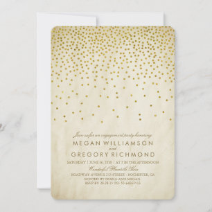 Invitation Parti d'engagement Vintage Gold Confetti