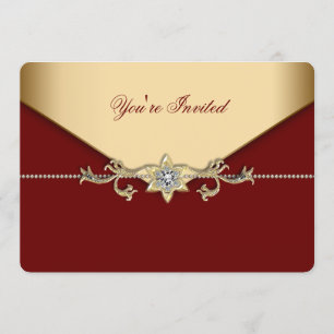 Invitation Parti d'entreprise rouge et or