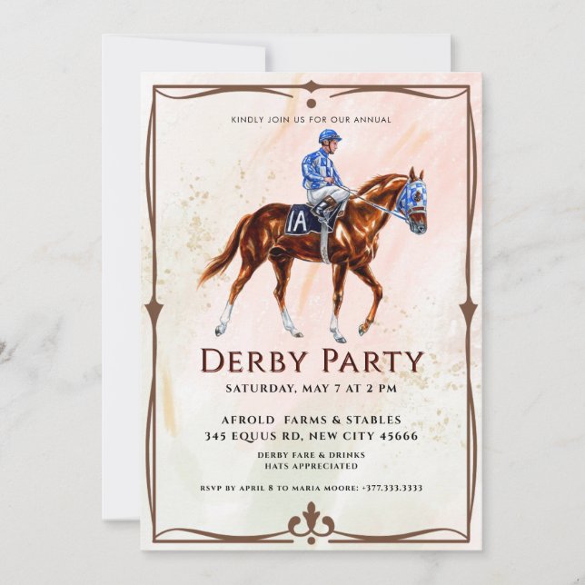 Invitation Parti Derby du cheval de course moderne (Devant)