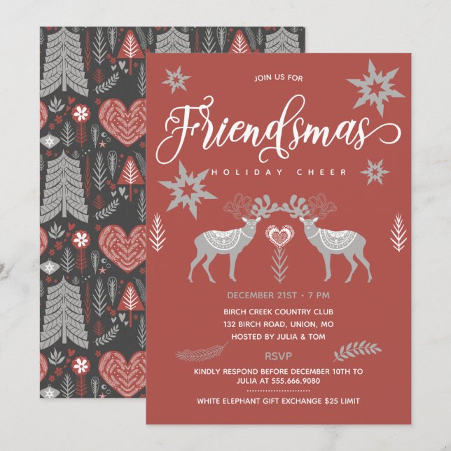 Invitation Parti des amis scandinaves de Reindee (Devant / Derrière)