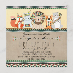 Invitation Parti des Anniversaires de enfants d'animaux triba