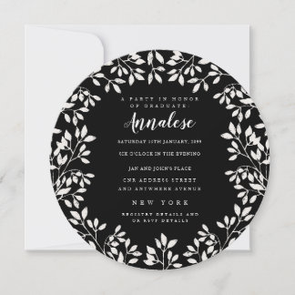 Invitation Parti des Feuilles de Wreath Laurel du Cercle blan