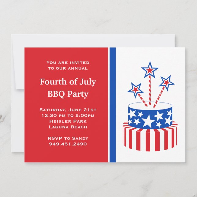 Invitation Parti des feux d'artifice du 4 juillet (Devant)