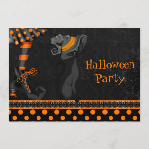 Invitation Parti des Jambes de sorcière et des Cutes Cat Hall