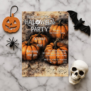Invitation Parti d'Halloween Citrouille rustique