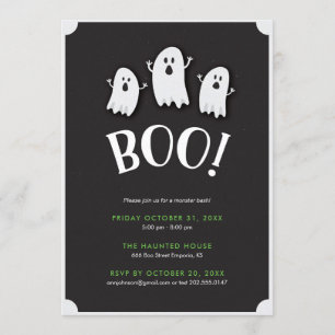 Invitation Parti d'Halloween de Boo Ghost Kid