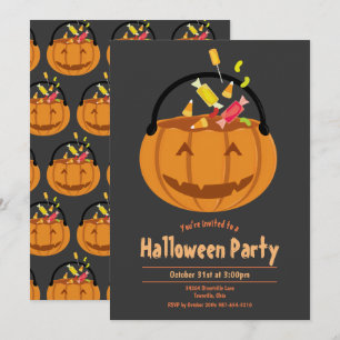 Invitation Parti d'Halloween de l'Citrouille Pail Candy Kid