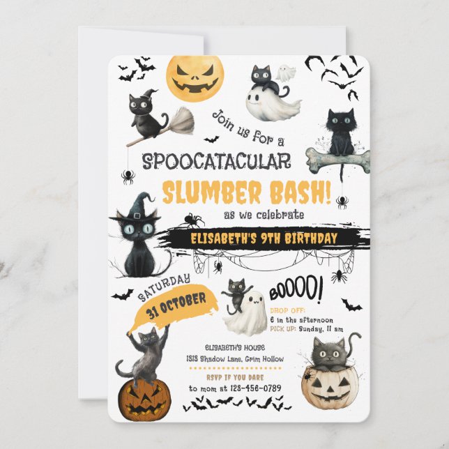 Invitation Parti d'Halloween de Stwood Spoocataculaire (Devant)