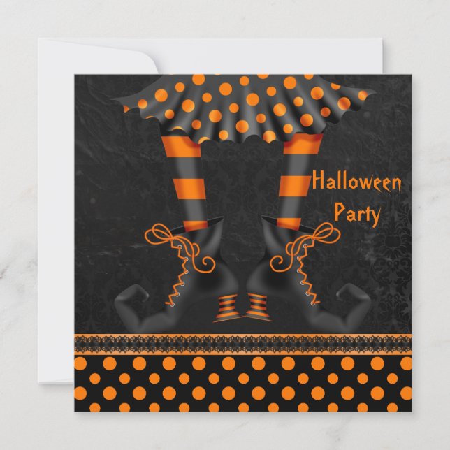 Invitation Parti d'Halloween des Jambes de sorcières (Devant)