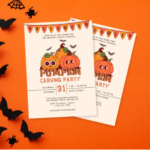 Invitation Parti d'Halloween du Citrouille rétro