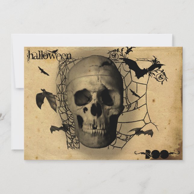Invitation Parti d'Halloween du crâne de Grunge (Devant)