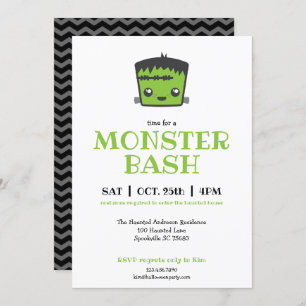 Invitation Parti d'Halloween du monstre Cute Kawaii Frankenst