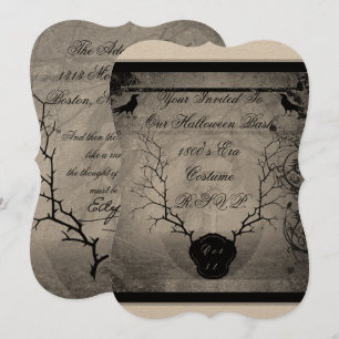 Invitation Parti d'Halloween Edgar Allan Poe