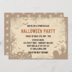 Invitation Parti d'Halloween Éffrayant ancien et Vintage