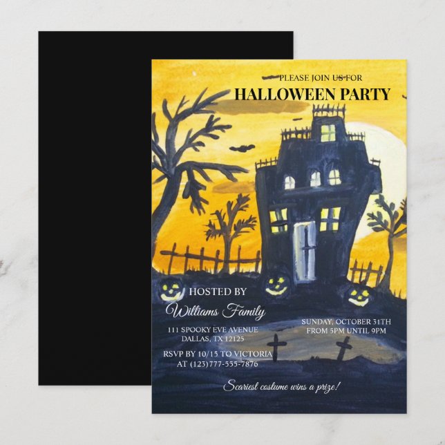 Invitation Parti d'Halloween Éffrayant de Spooktacular (Devant / Derrière)