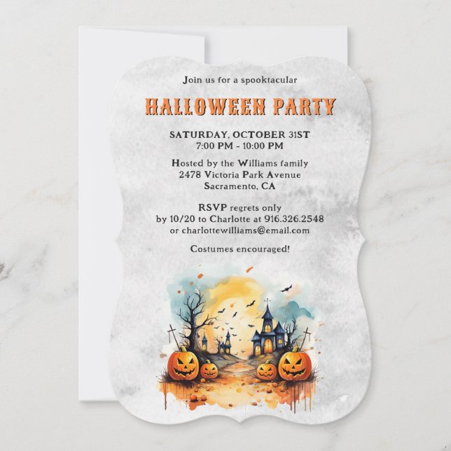 Invitation Parti d'Halloween Éffrayant déplaisant (Devant)