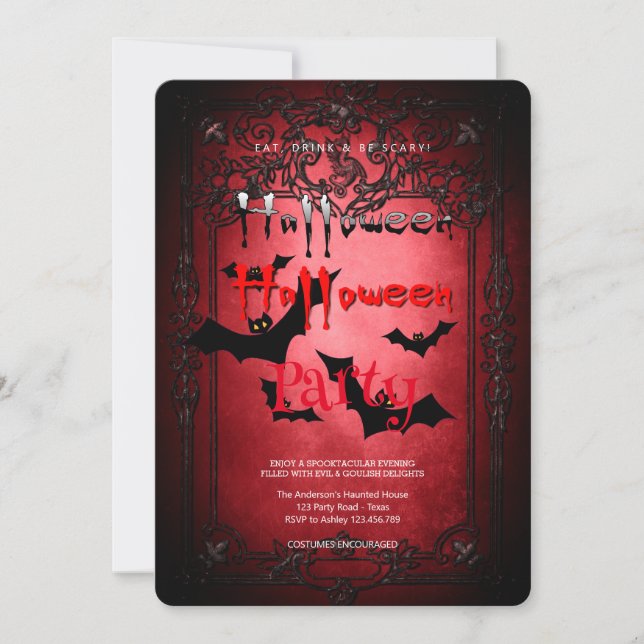 Invitation Parti d'Halloween gothique (Devant)