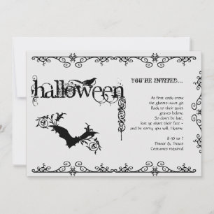 Invitation Parti d'Halloween gothique noir et blanc