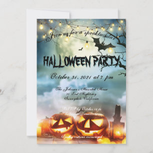 Invitation Parti d'Halloween Pleine lune Spooktaculaire