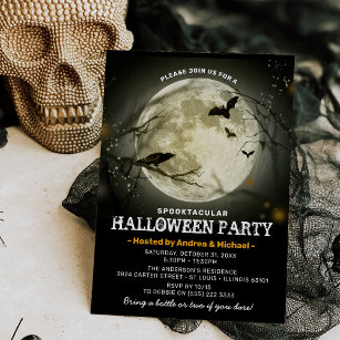 Invitation Parti d'Halloween Pleine lune Spooktaculaire