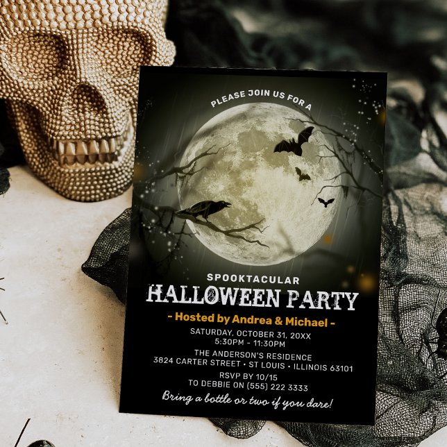 Invitation Parti d'Halloween Pleine lune Spooktaculaire (Créateur téléchargé)