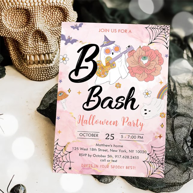 Invitation Parti d'Halloween rose Boo Bash (Créateur téléchargé)