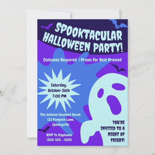 Invitation Parti d'Halloween Spooktaculaire rétro (Devant)