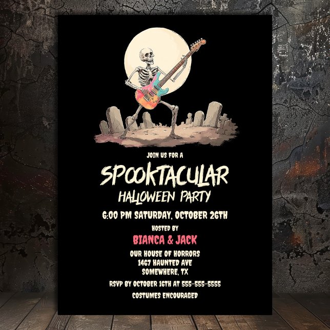 Invitation Parti d'Halloween squelette Spooktaculaire (Créateur téléchargé)