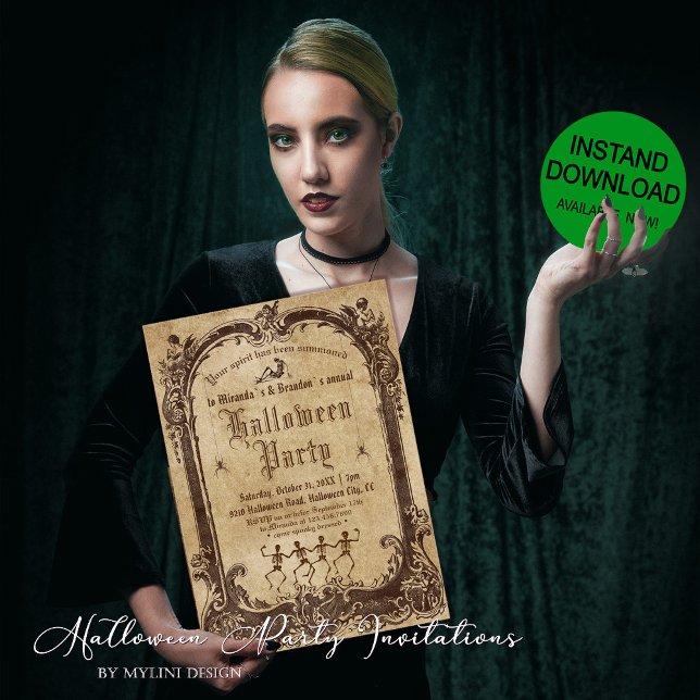 Invitation Parti d'Halloween victorien gothique vintage (Créateur téléchargé)