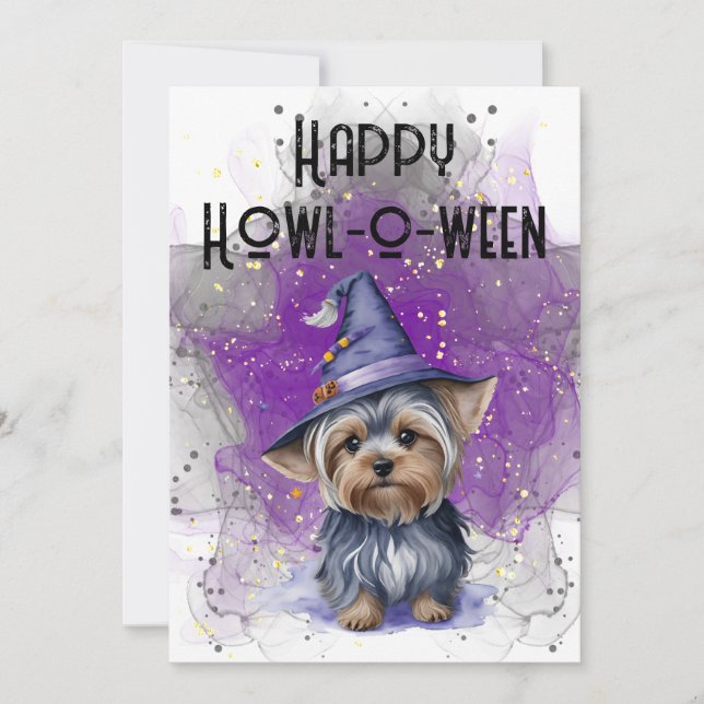 Invitation Parti d'Halloween Yorkie (Devant)