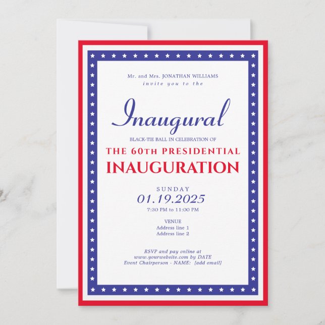 Invitation Parti d'investiture du président Donald Trump 2025 (Devant)
