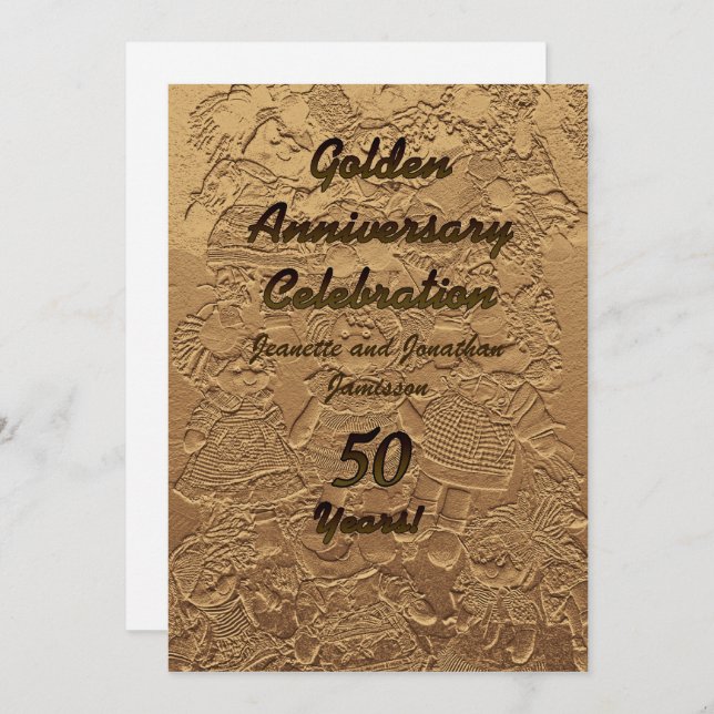 Invitation Parti du 50e anniversaire du Mariage d'or (Devant / Derrière)