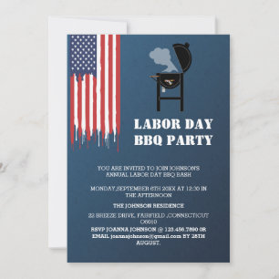 Invitation Parti du barbecue de la Fête du Travail patriotiqu