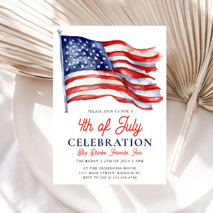 Invitation Parti du drapeau américain patriotique moderne 4 j