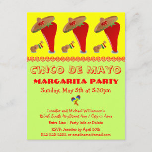 Invitation Parti du poivre rouge Sombrero Margarita Cinco De