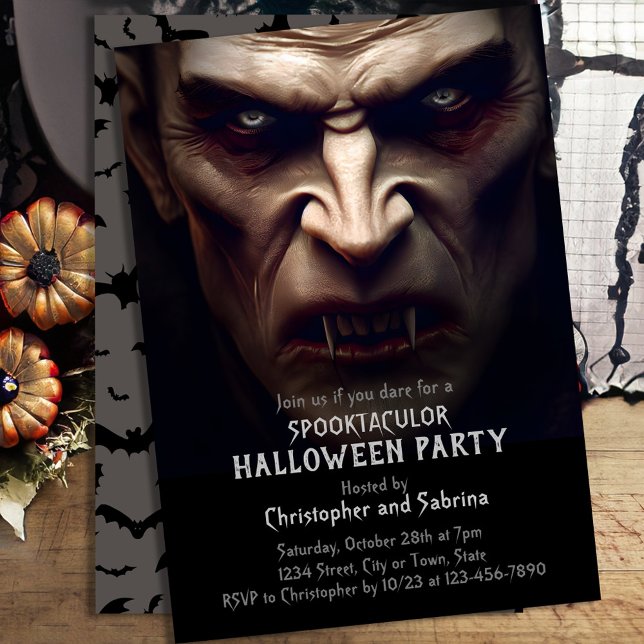 Invitation Parti éffrayant Dracula Halloween (Créateur téléchargé)