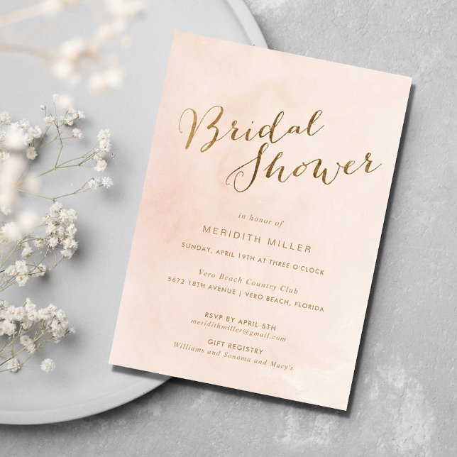 Invitation Parti Fête des mariées or rose (Pink Gold Bridal Shower Party Invitation)