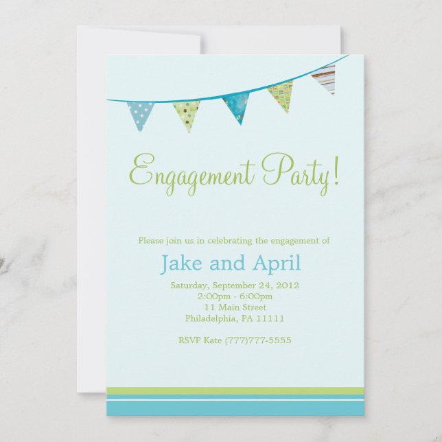 Invitation Parti Flags Engagement Party - Blue (Devant)