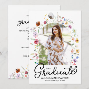 Invitation Parti fleur sauvage de la graduation photo