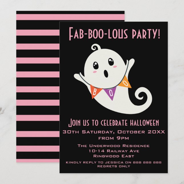 INVITATION PARTI HALLLOWEEN FABOOLOUS (Devant / Derrière)