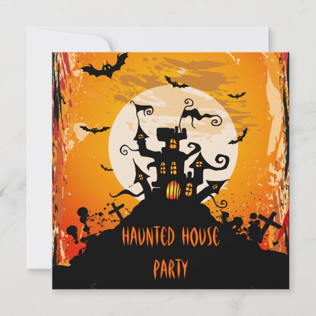 Invitation Parti Halloween de la Maison hantée (Devant)