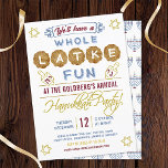 Invitation Parti Hanoukka amusant | Tout le plaisir de Latke<br><div class="desc">Ces invitations à des soirées Hanoukka sont accompagnées d'une phrase humoristique : "Nous allons nous amuser un peu." Elles comprennent des dessins de dreidels, de menorahs et d'autres ornements. La palette de couleurs est gris-bleu, marsala rouge, or et marron sur blanc. Jouez une fête Hanoukka amusante avec ces invitations uniques...</div>