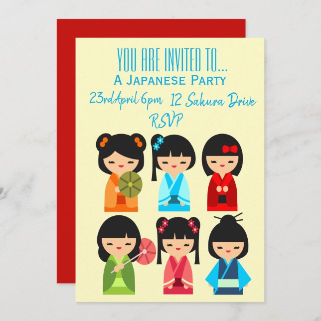 Invitation Parti japonais sur le thème du Japon (Devant / Derrière)