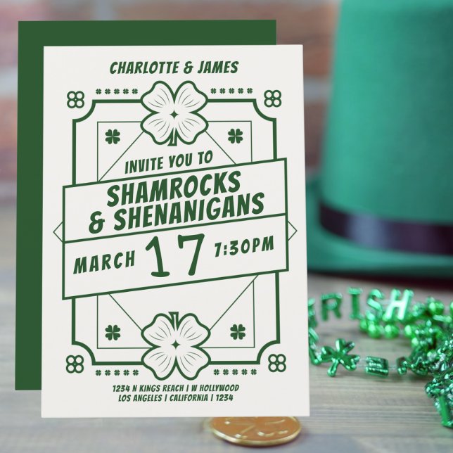 Invitation Parti Jour de la Saint Patrick Shamrock Shenanigan (Créateur téléchargé)