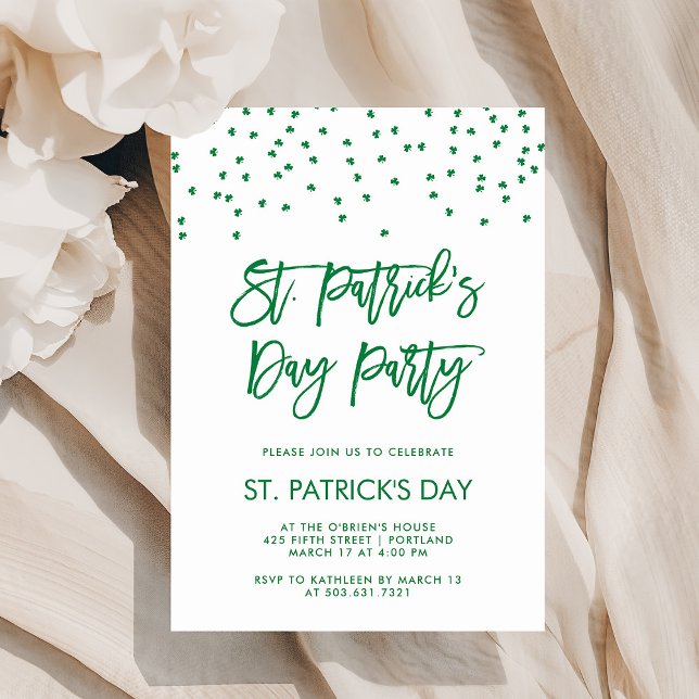 Invitation Parti Jour de la Saint Patrick | Vert moderne et b (Créateur téléchargé)
