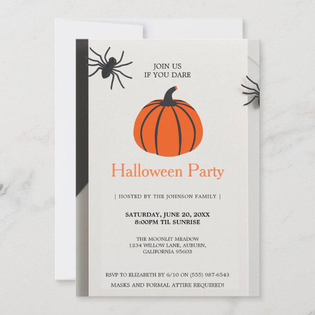 Invitation Parti minimaliste d'Halloween (Devant)