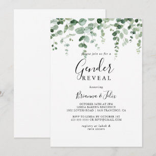 Invitation Parti minimaliste Eucalyptus de la révélation de g