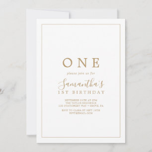 Invitation Parti minimaliste Gold Premier anniversaire