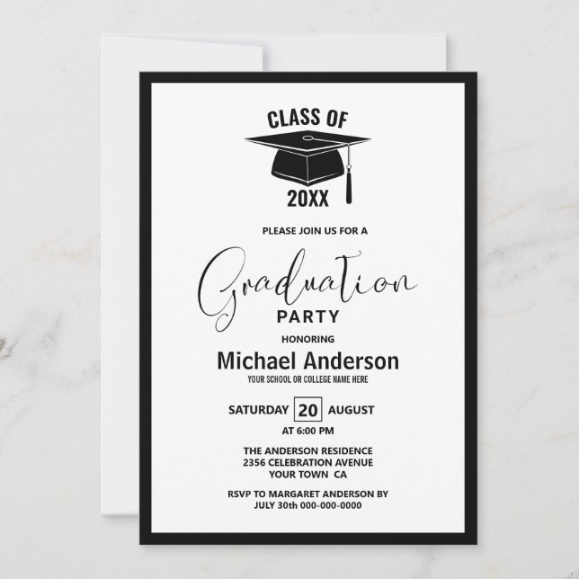 Invitation Parti minimaliste moderne de graduation (Devant)